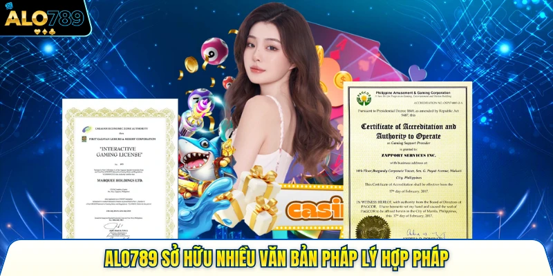 Alo789 sở hữu nhiều văn bản pháp lý hợp pháp